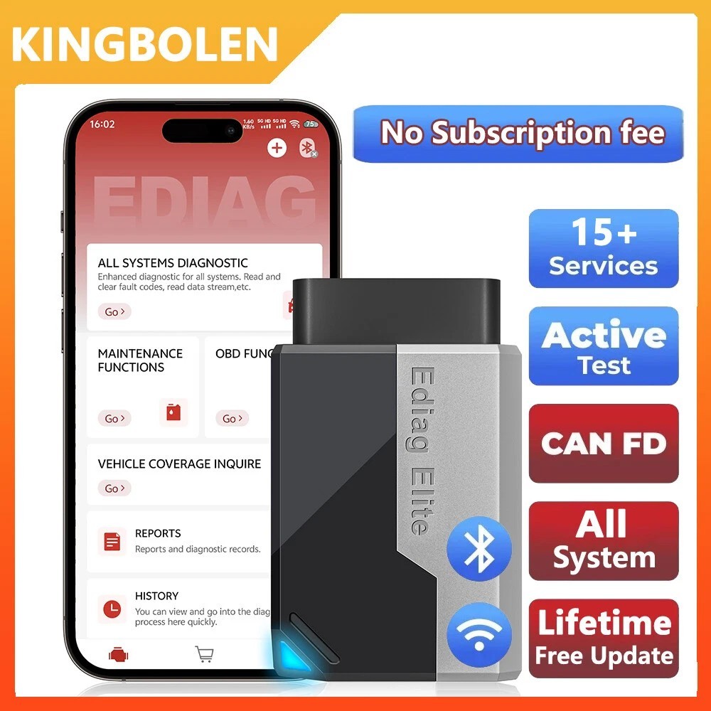 Kingbolen Ediag Elite Car Diagnostic Tool All System OBD2 Scanner Lifetime Free