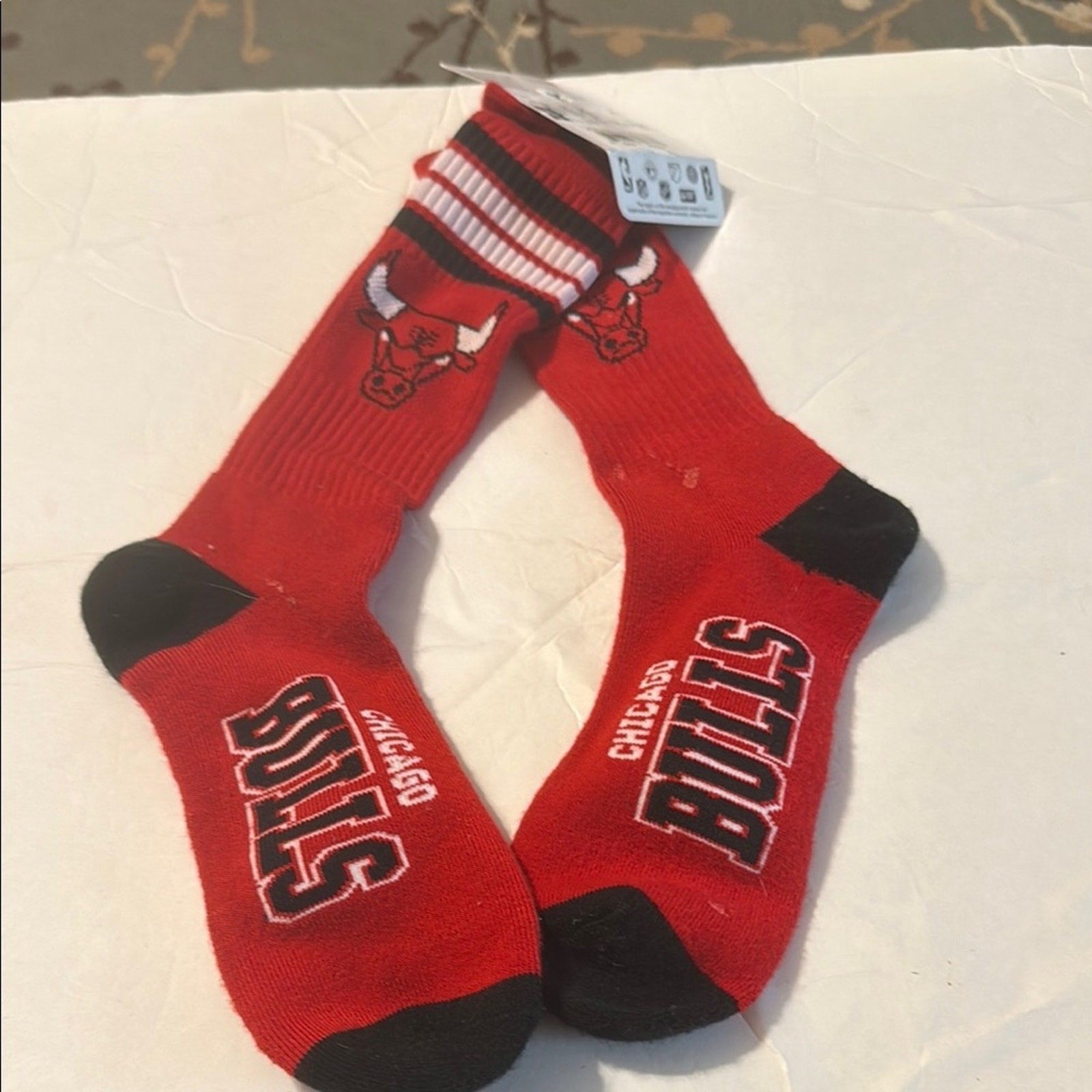 Red and Black Crew Socks Large Size  Tag in pictures