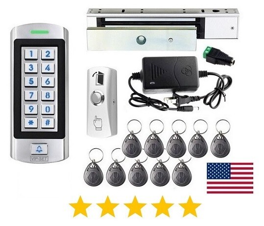 Door Access Control System Kit with Keypad Electromagnetic lock Kit 300kg/660lbs
