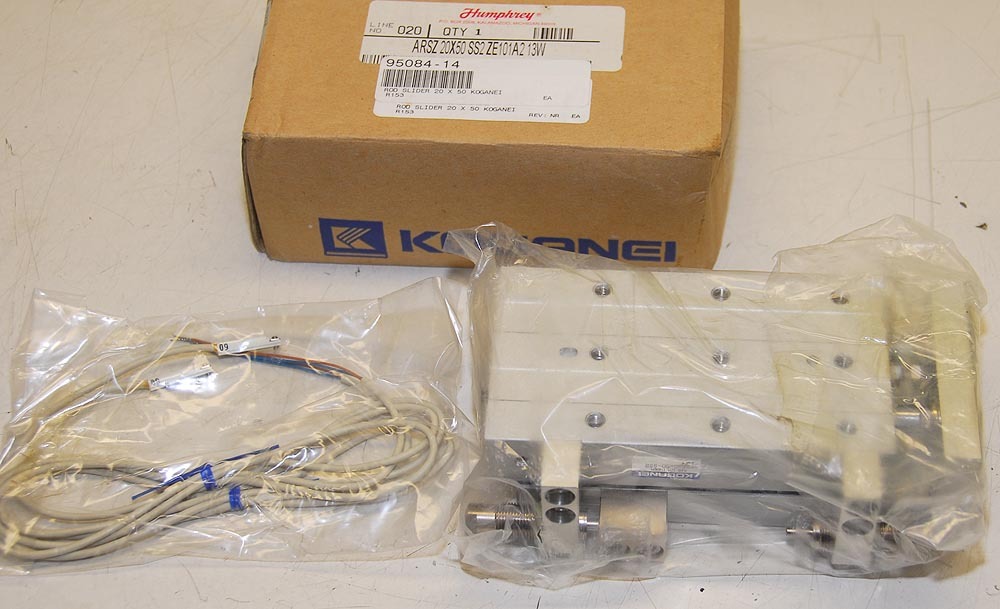 Koganei 20 by 50MM  Pnuematic Rod Slider +sensors NEW ARSZ20X50-SS2-ZE101-A2-13W