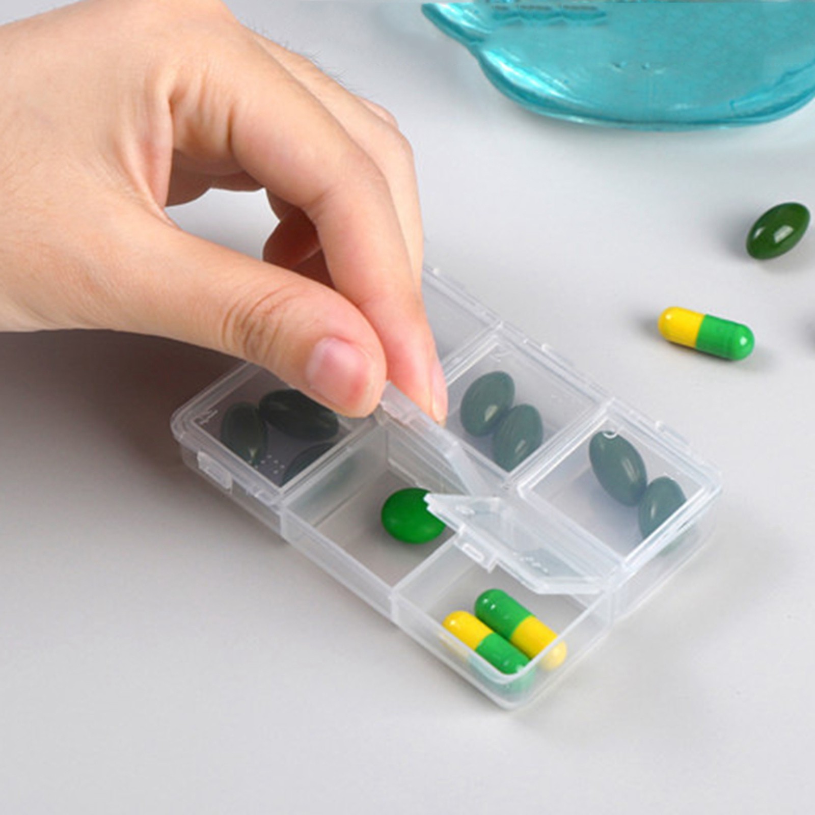 6 Pcs Clear Plastic Organizer Box Case 6 Grids Jewelry Storage Container 3.2"