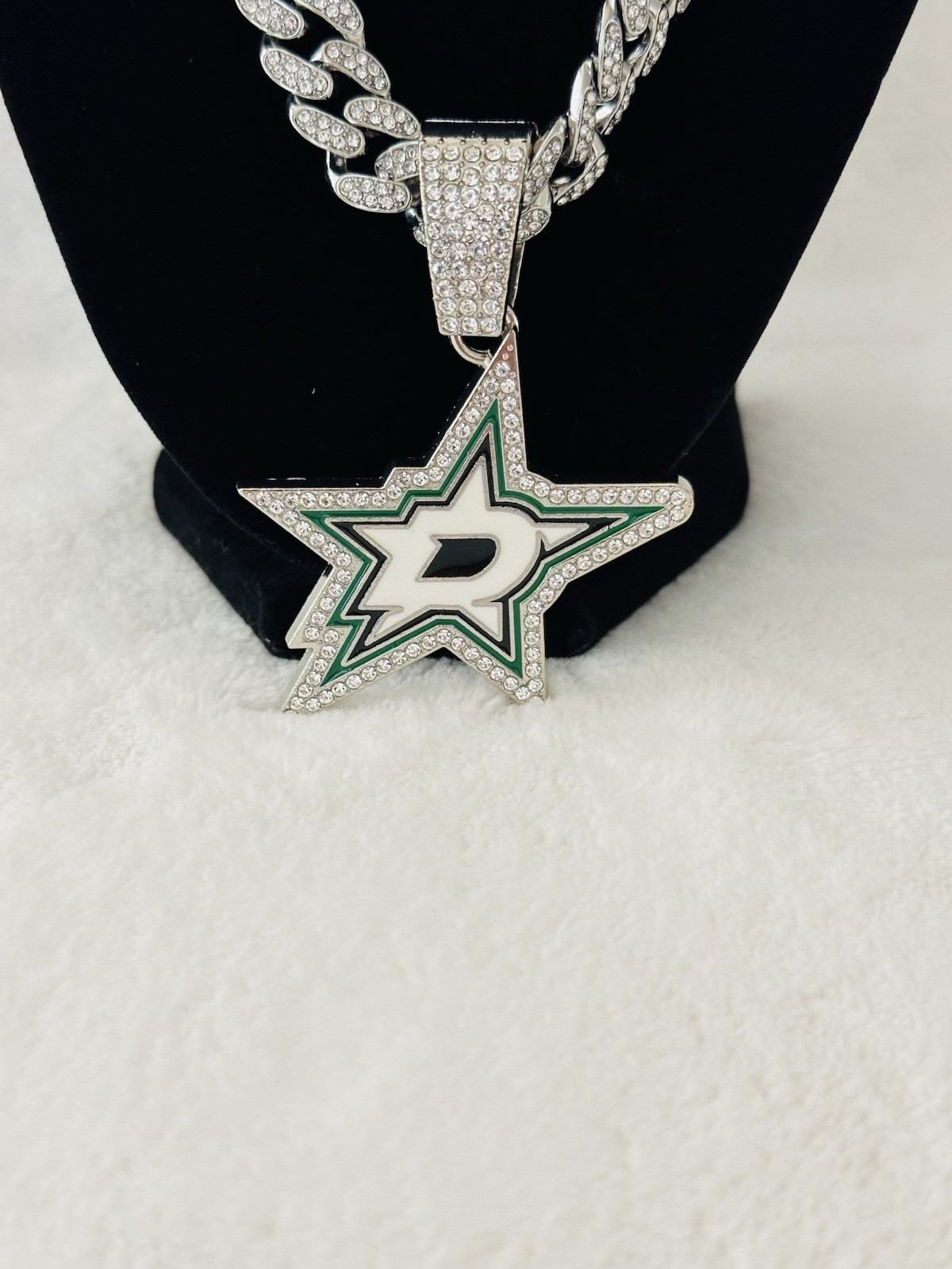 DALLAS STARS GEM NECKLACE Silver Bling NHL Hockey Pendant & 24" Chain, US SHIP