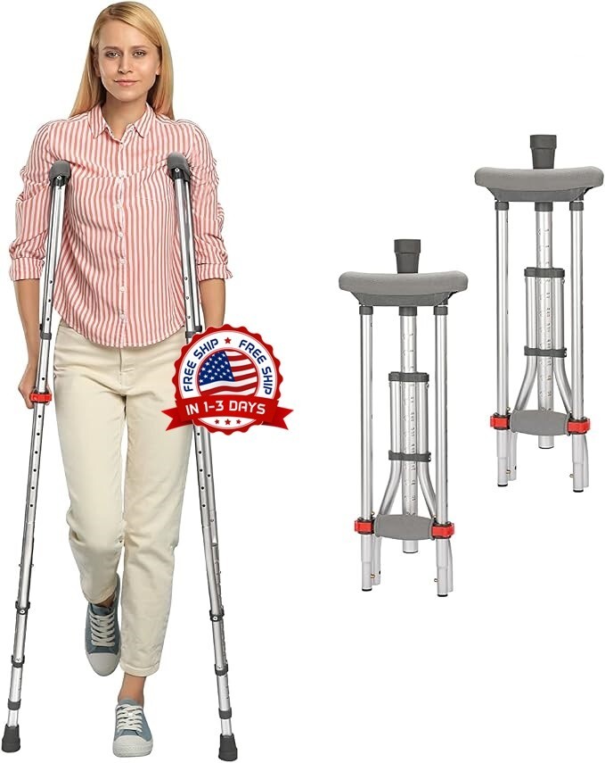 Muletas Para Adultos Livianas Comodas Ligeras Tamaño Mediano Juego De 1 US NUEVO