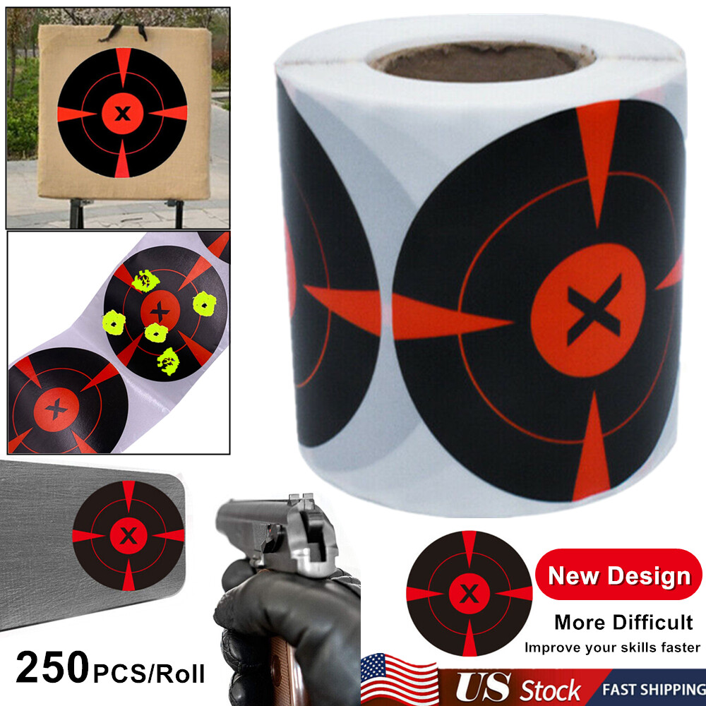 250Pcs/roll 3" Shooting Self Adhesive Targets Splatter Reactive Target Stickers~