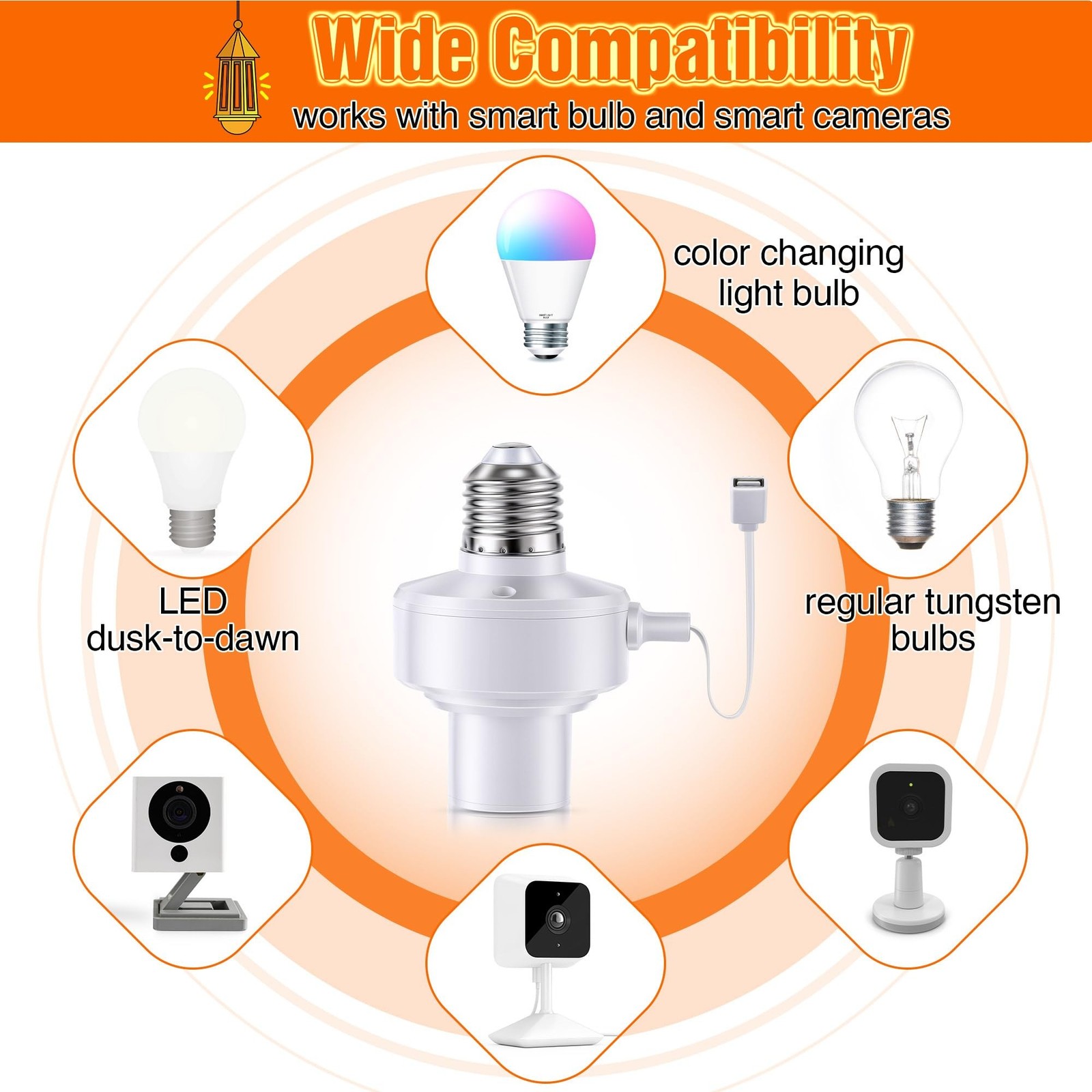 2 Pack E26 Light USB Socket Adapter, Lamp Socket Power Adapter 5V 1... Fast Ship