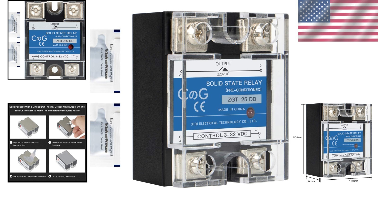 CG SSR-25DD 25A Relay: Automatic Operation, Moisture-Proof, with Thermal Grease