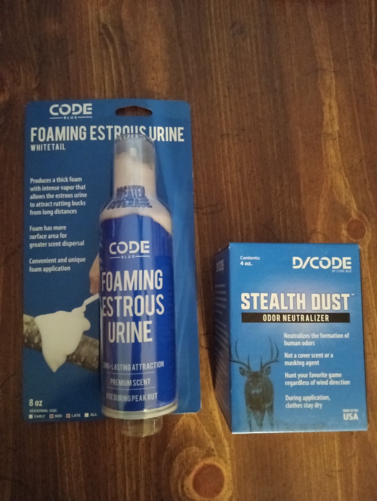 1  Code Blue Foaming Doe Estrous + 1 D/Code Stealth Dust By Code Blue