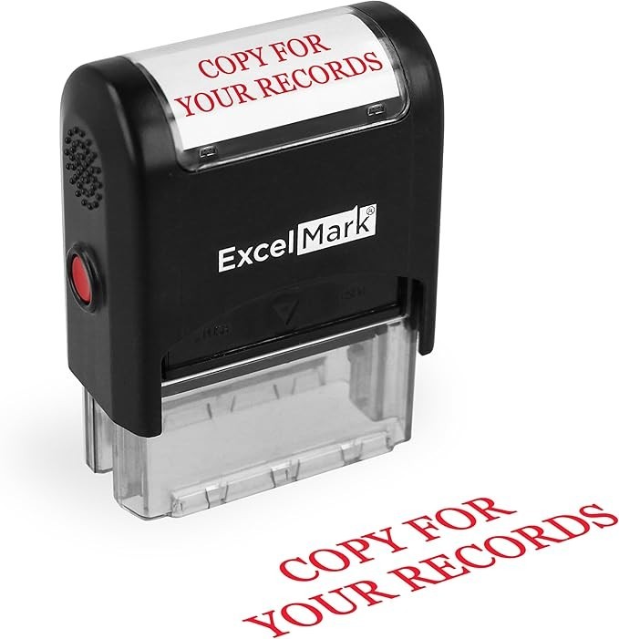 ExcelMark Copy for Your Records Self Inking Rubber Stamp - Red Ink (A1539)