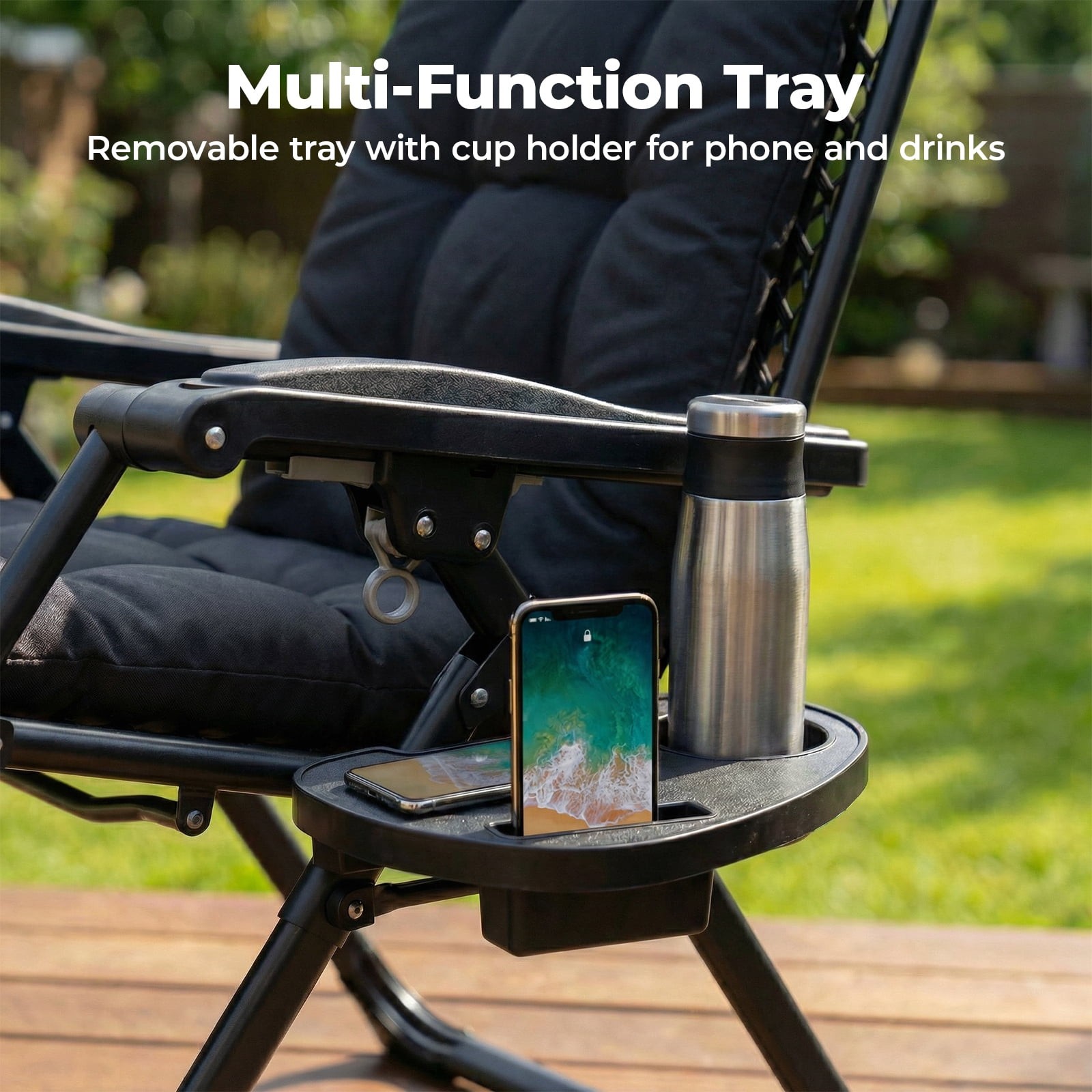 Zero Gravity Chair 440lbs Capacity, Foldable for Outdoor, Black/Blue/Brown