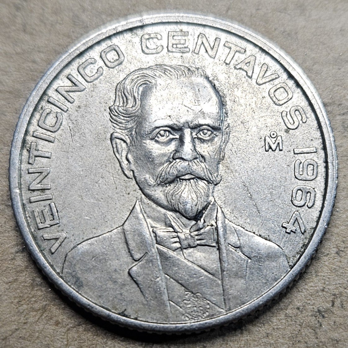 1964 Mexico 25 Veinticinco Centavos - Mexican Copper Nickel World Coin