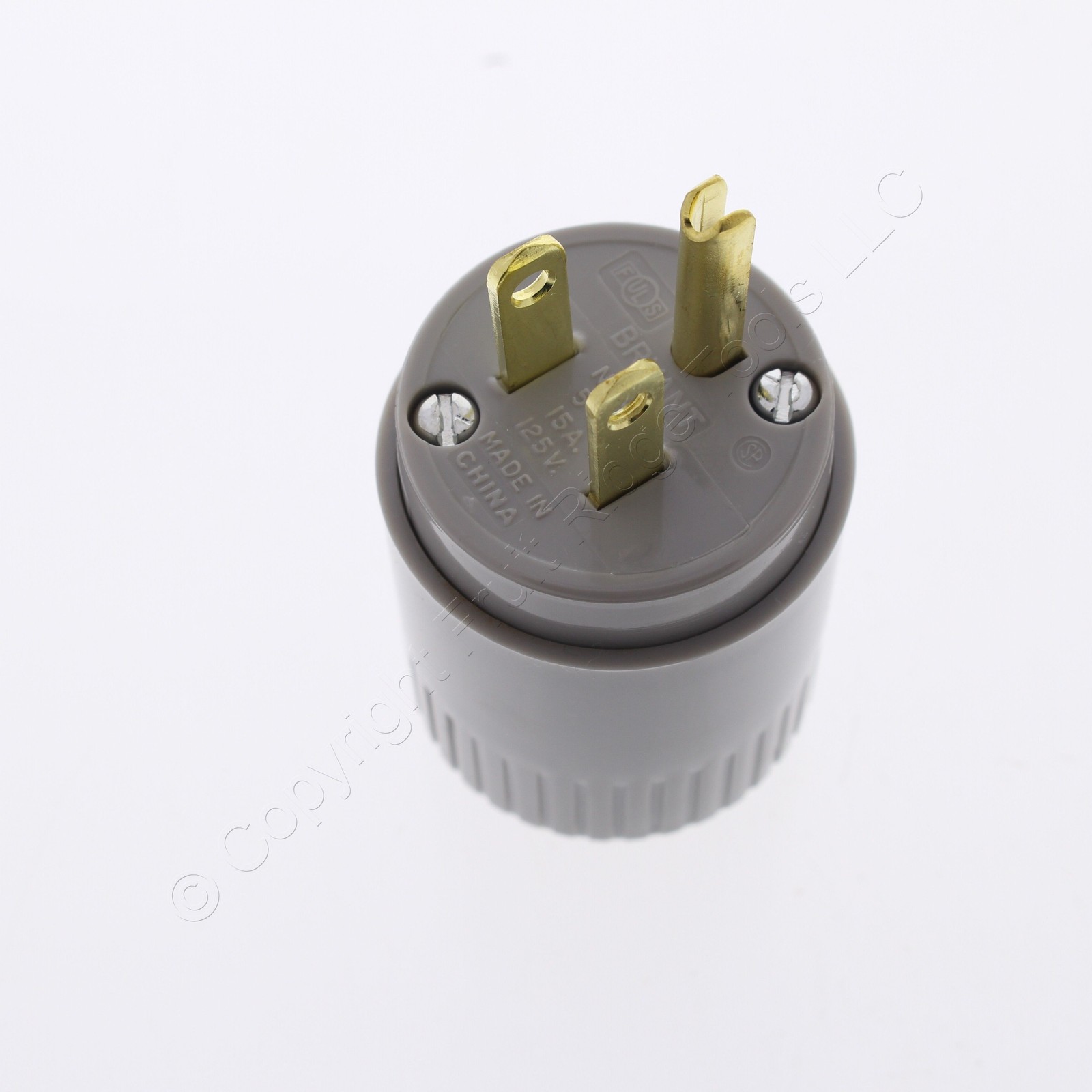 Bryant Hubbell Gray INDUSTRIAL Straight Blade Plug NEMA 5-15P 15A 125V 5266BGRY
