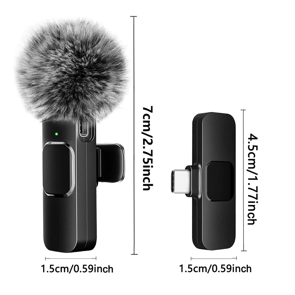 Wireless Microphone Mini Mic for iPhone/Android Phone, LED Display Lavalier Micr