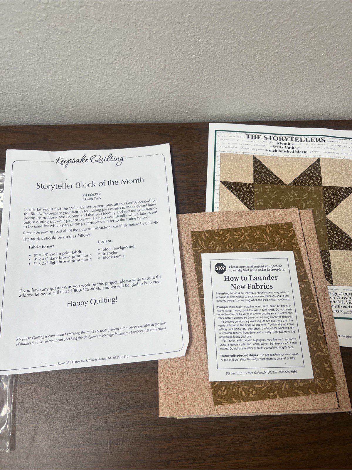 River Rock Block Of The Month by Keepsake Quilting 10 Inch Square Month  2 New