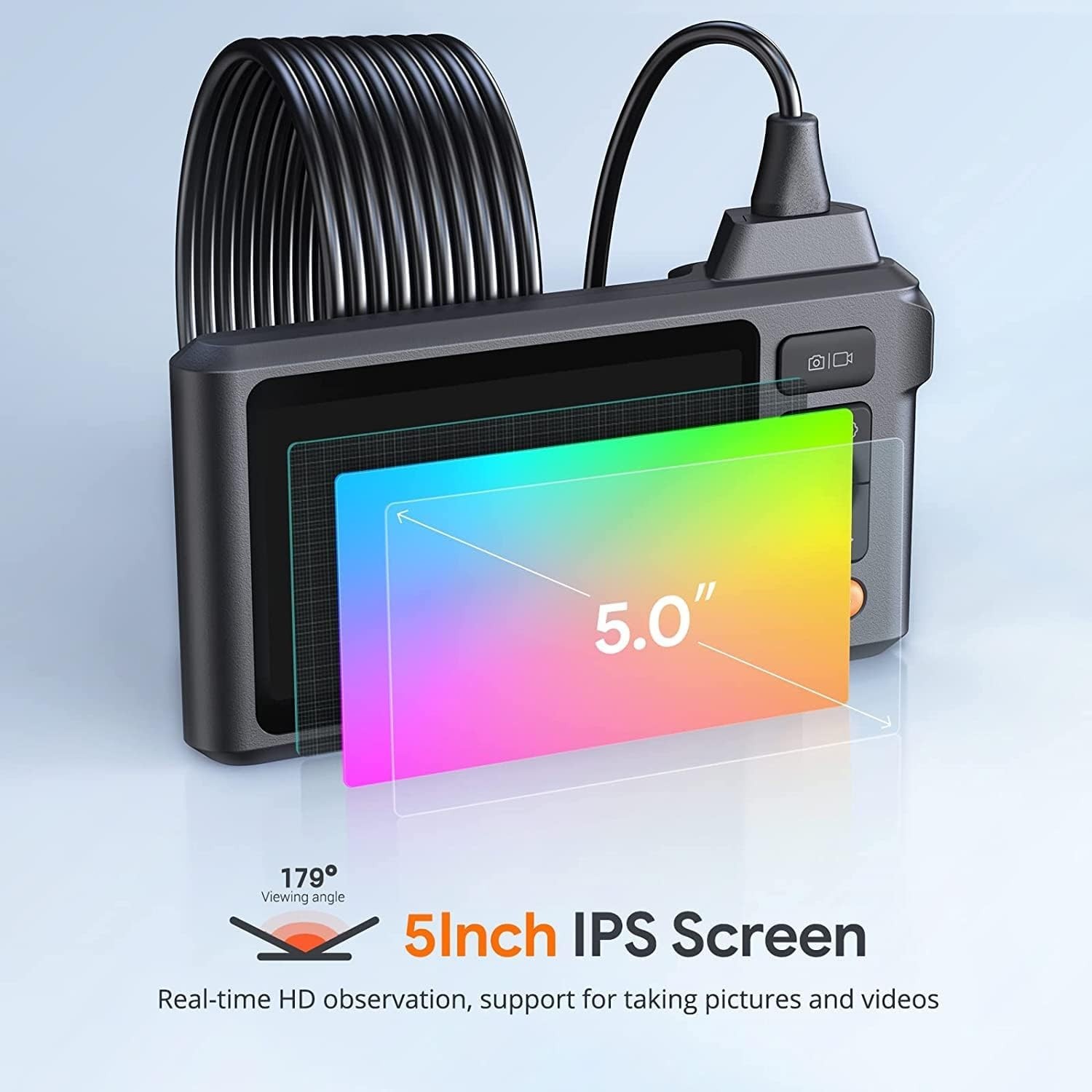 DEPSTECH Triple Lens Borescope Inspection Camera 5"Screen 1080P Endoscope Camera