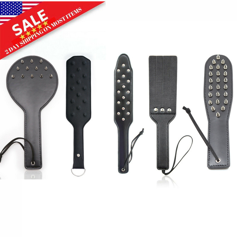 PU Leather Spanking Paddle Whips Flogger Torture Sluts Handle Crop Roleplay