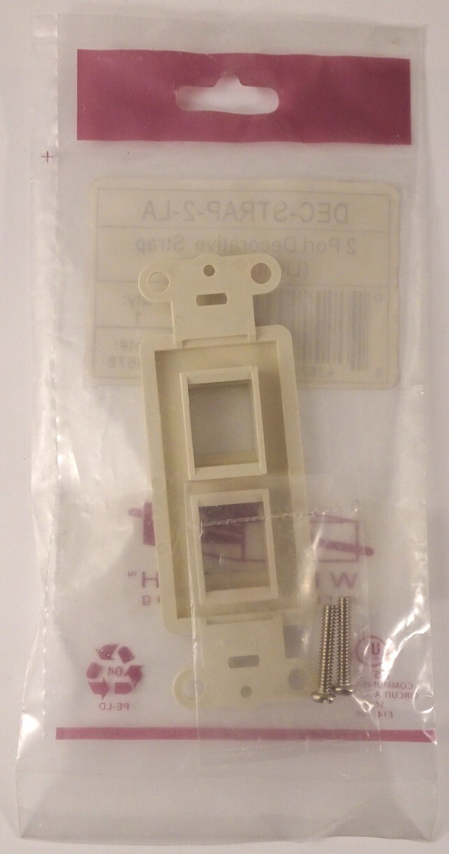 Wirepath DEC-STRAP-2-LA, 2 Port Decorative Strap In Light Almond, NEW