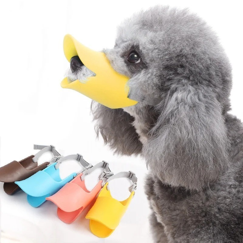 Adjustable Silicone Duck Dog Muzzle Anti Bite Stop Barking Small Large Pet Safe