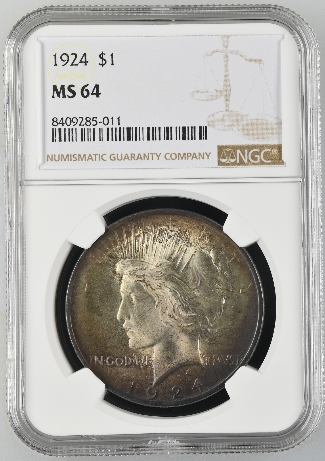 1924 Peace Silver Dollar NGC MS-64 TONED