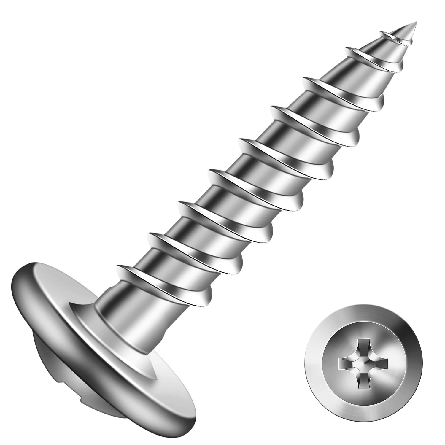 8 x 3/4 Wood Screw 100Pcs 410 Stainless Steel Standard Thread Truss Head Fast...