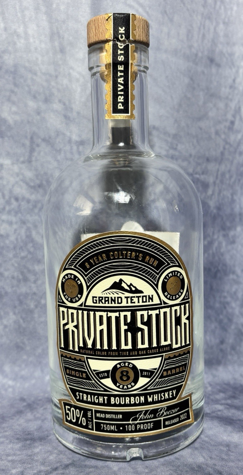 Grand Teton Private Stock 8 Year Bourbon Whiskey Decorative Decanter Bottle