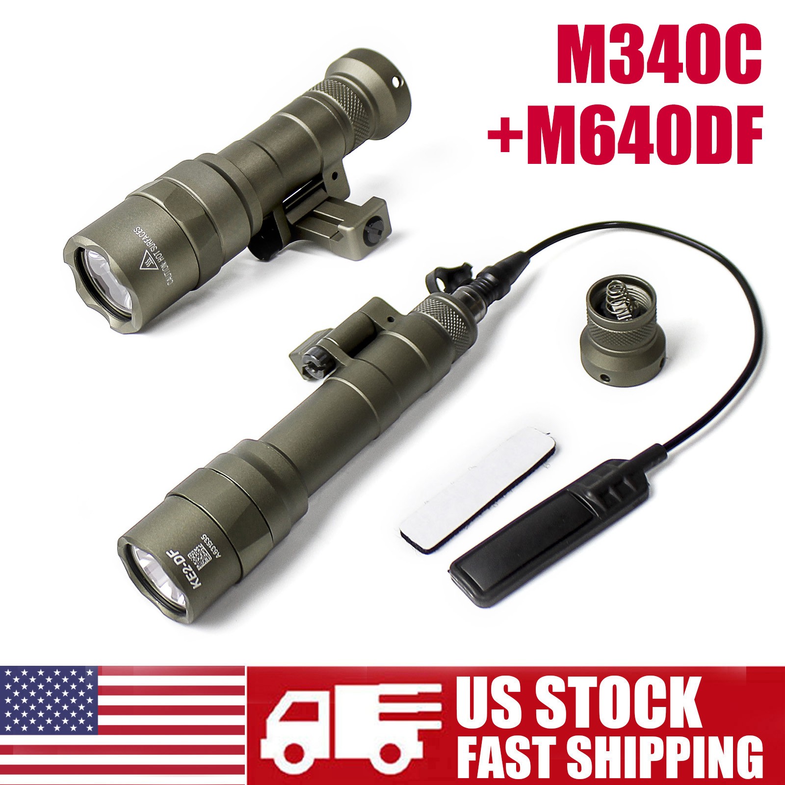 M340C + M640DF LED Weapon Light Metal Picatinny Flashlight - Constant Momentary