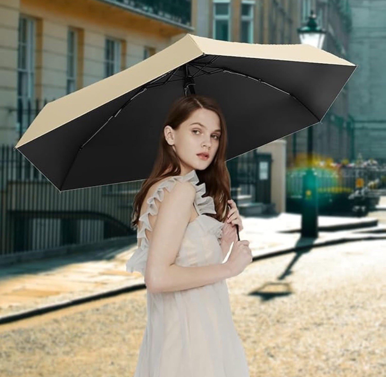 Mini Travel Sun Umbrella for Purse - Small Compact UV Protection, Orange