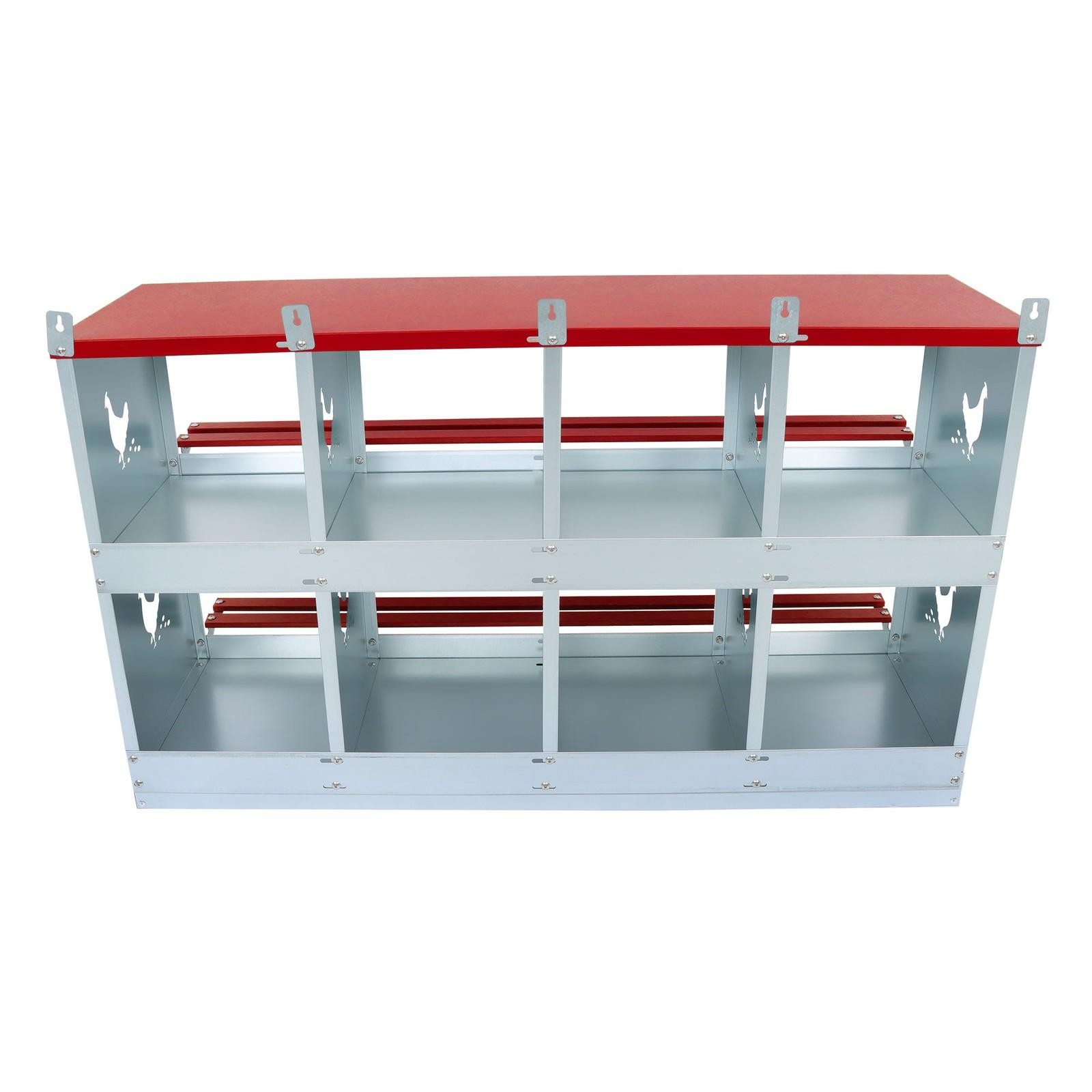 8-Compartment Metal Poultry Nest Box Wall Mount Easy Eggs Collection Large Vent