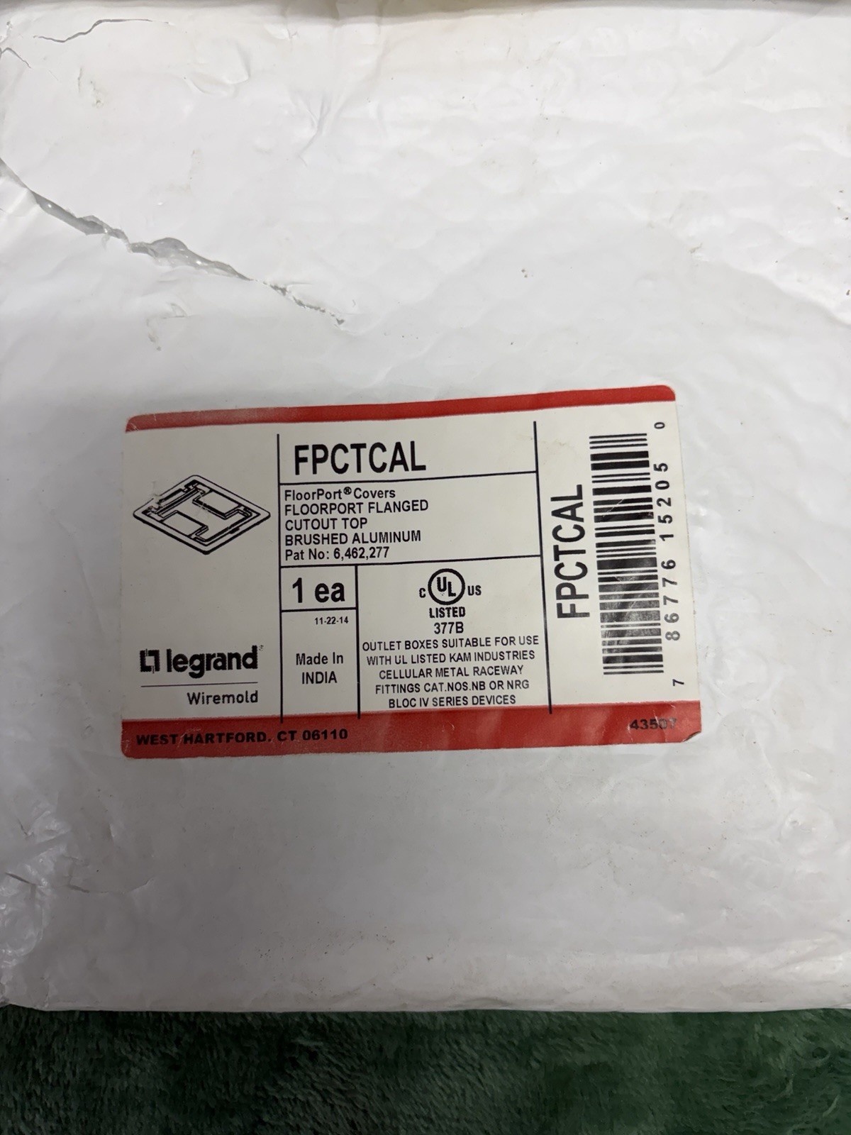 Wire Mold Legend FPCTCAL Flanged Cutout Top Floor Port