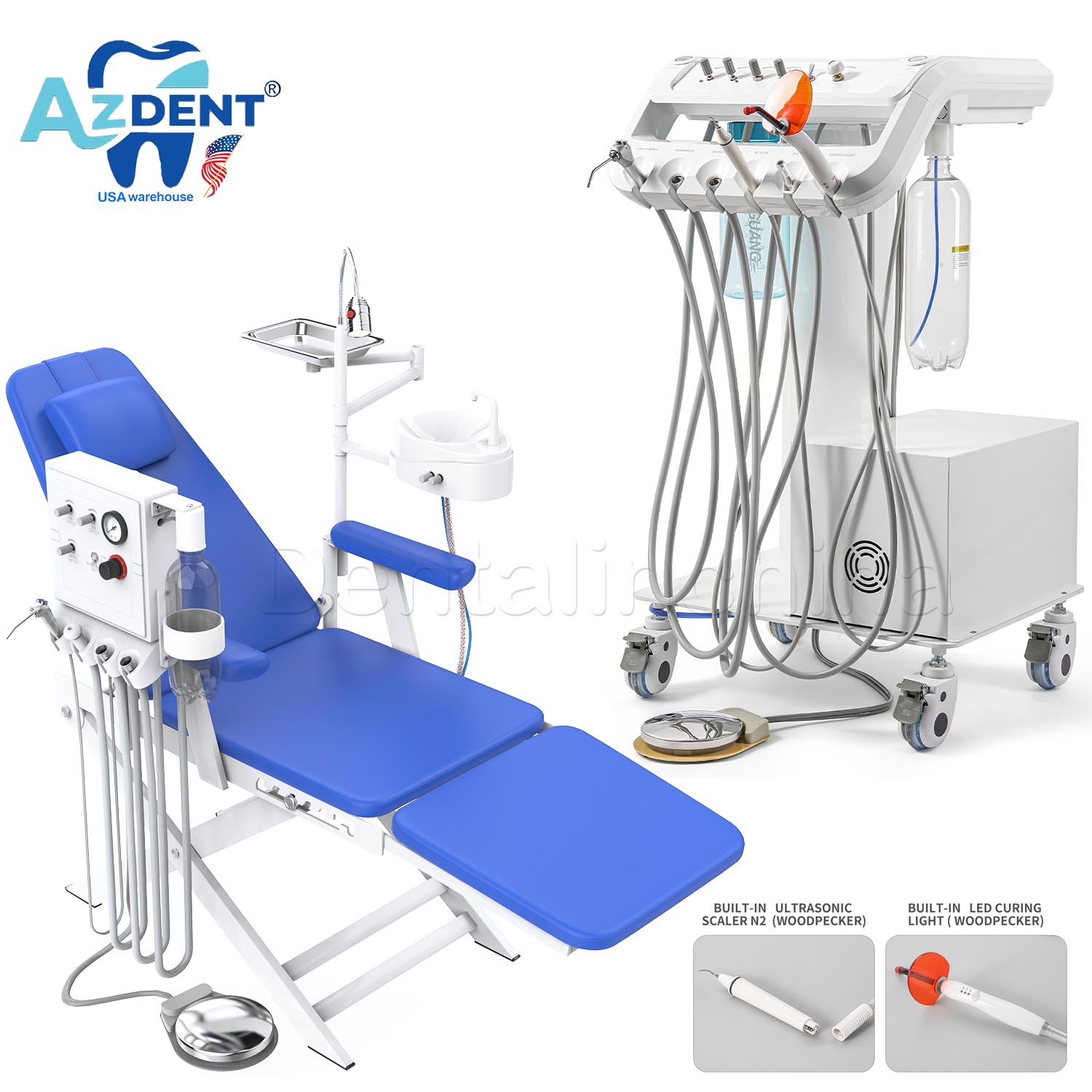 Unidad dental portatil móvil entrega compresor de aire succión jeringas/ Silla