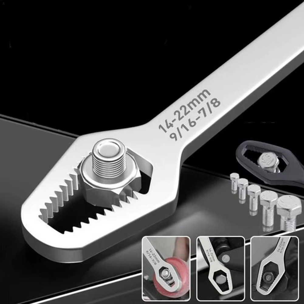 8-22mm Universal Torx Wrench Self-Tightening Adjustable Double-Head Spaner Black