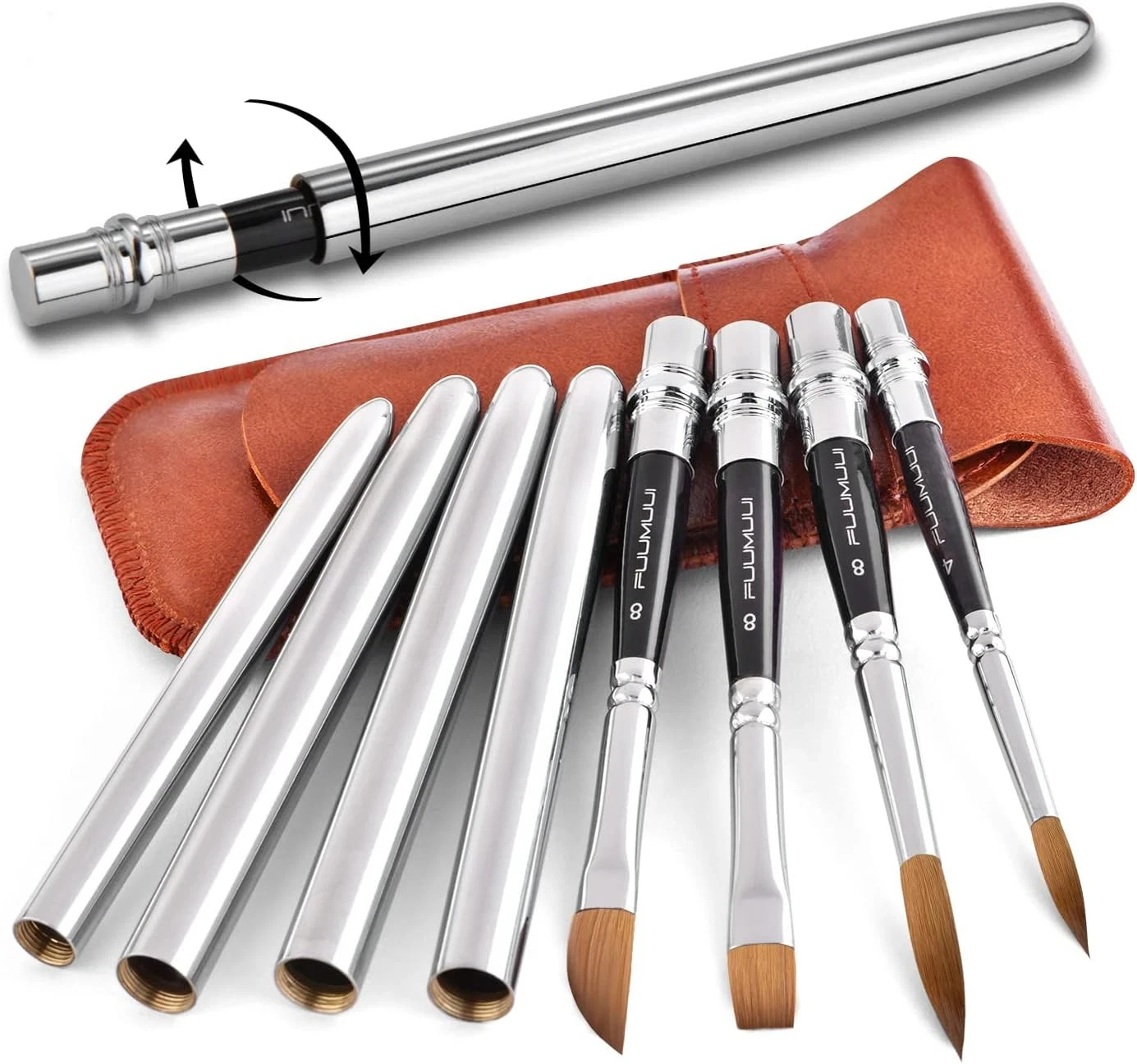 2 Sable Travel Watercolor Brushes 4Pcs Kolinsky Sable Watercolor Travel Brushes