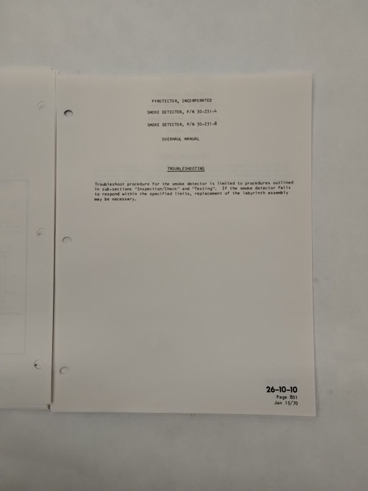 Pyrotector Incorporated Smoke Detector Overhaul Manual-Original