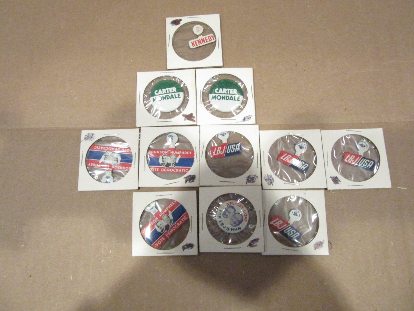 11 Presidential Campaign Pins 1 Kennedy,2 Carter,4 LBJ USA Johnson-Humphrey1CIO