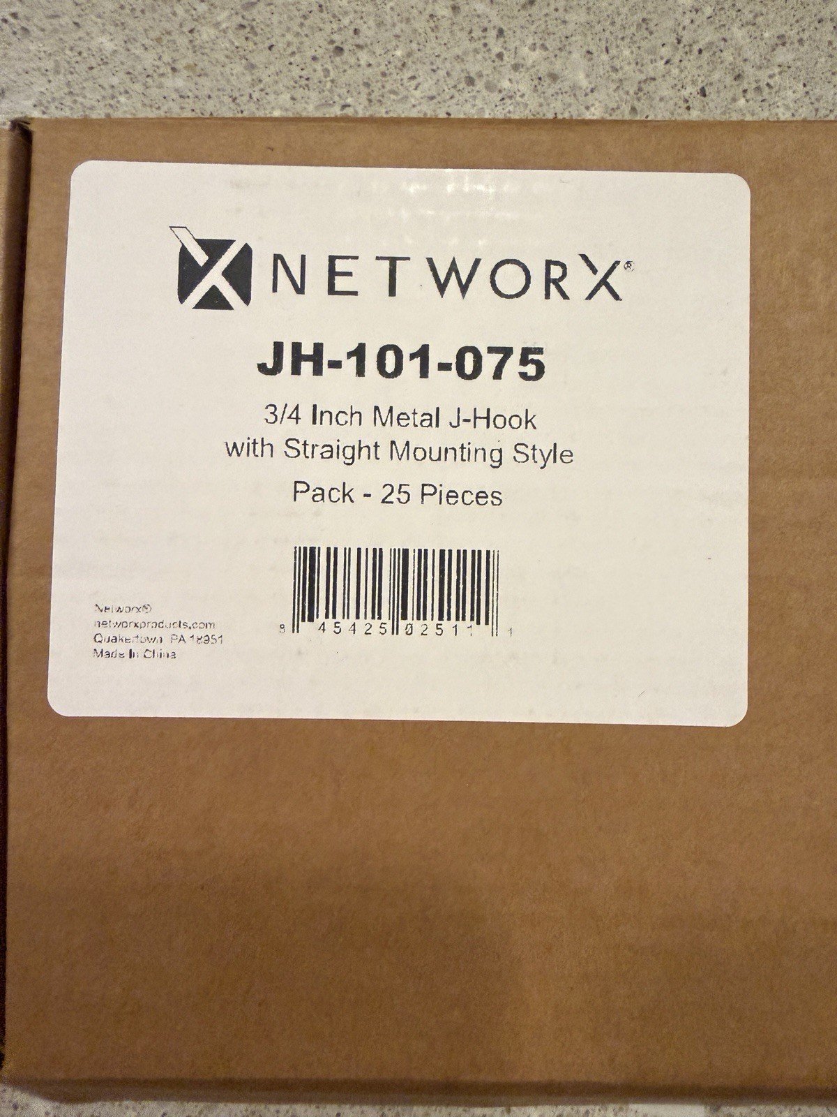 Networx JH-101-075 3/4" Metal J-Hook Straight Mount 25 Pack
