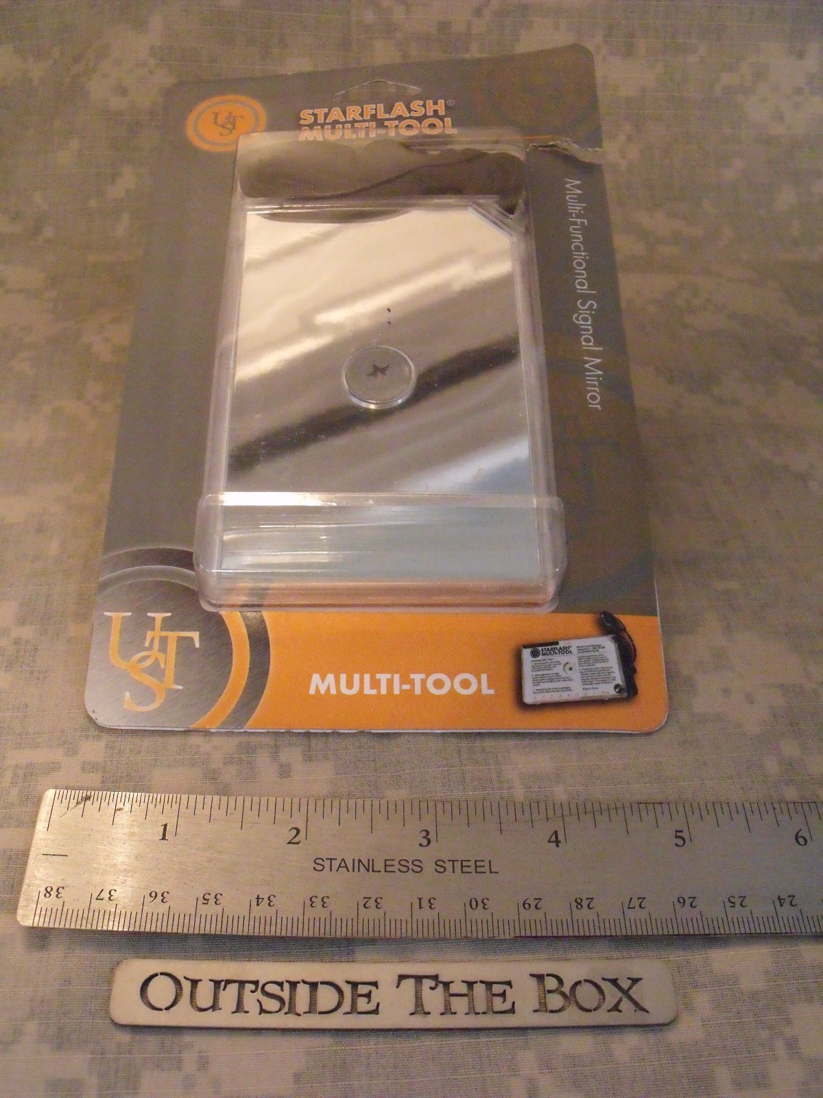 UST: StarFlash Multi-Tool - Mirror w/Ferro Rod, Compass, Whistle, Ruler and more