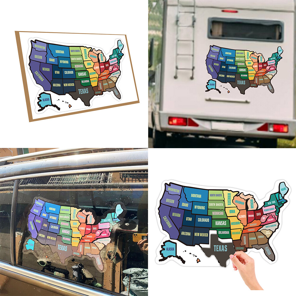 US 1Pc RV State Sticker Travel Map 50 USA States Trailer Camper Road Trip
