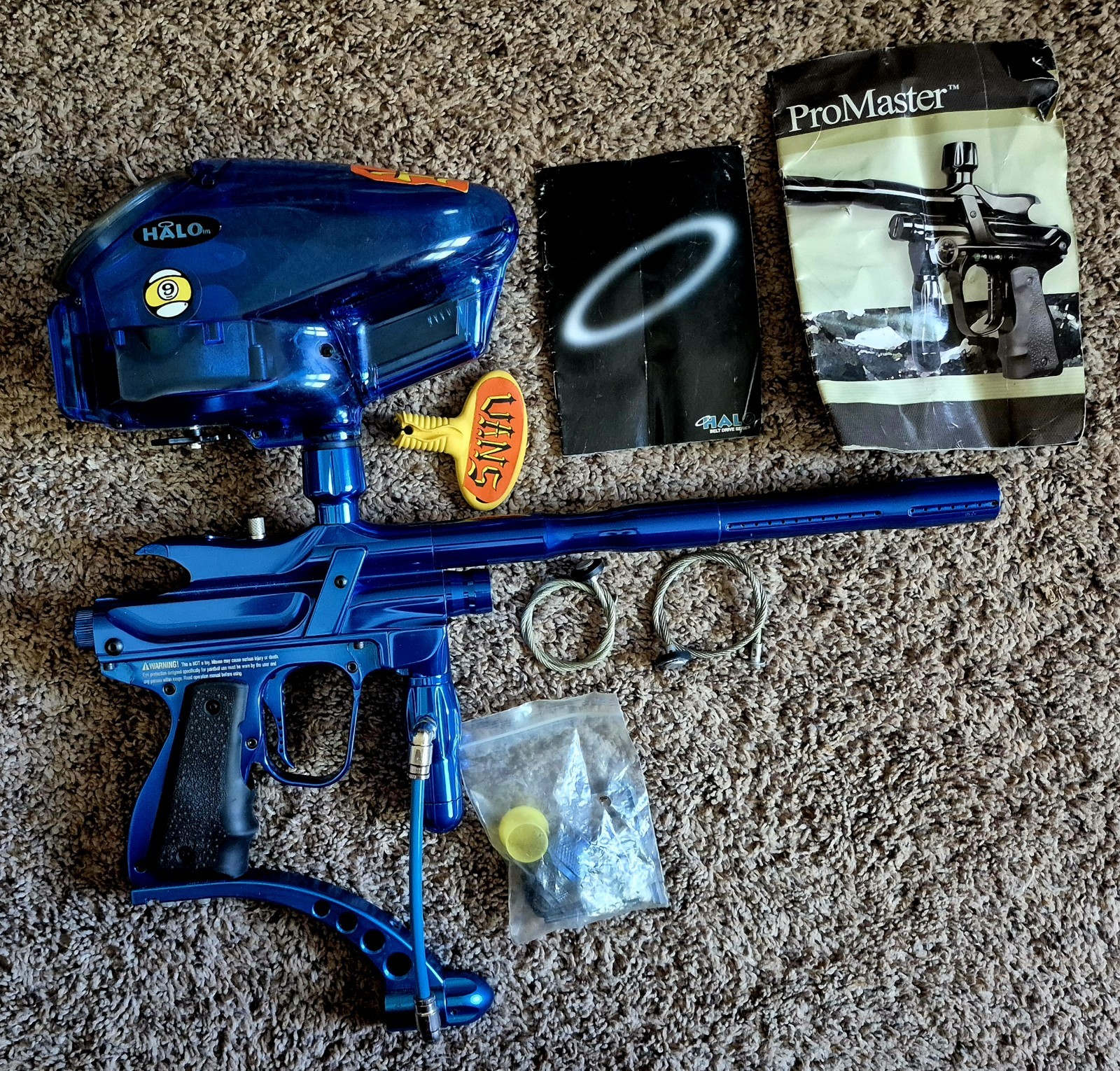 ICD Promaster Electronic Blue Paintball Marker Halo B Electronic Hopper w/Extras