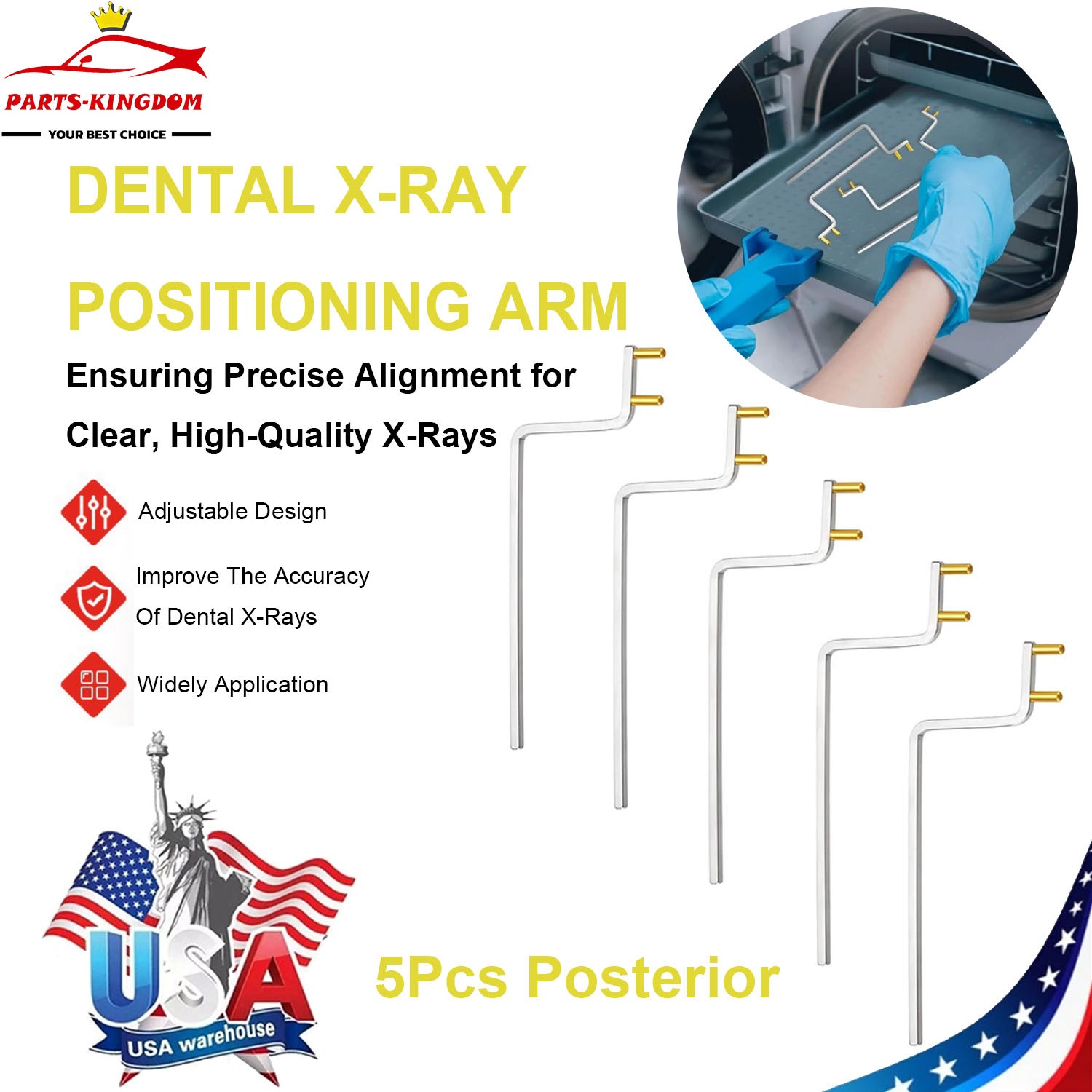 5Pcs Dental Posterior Indicator Arms X-Ray Sensor Holder Style Yellow XCP Model