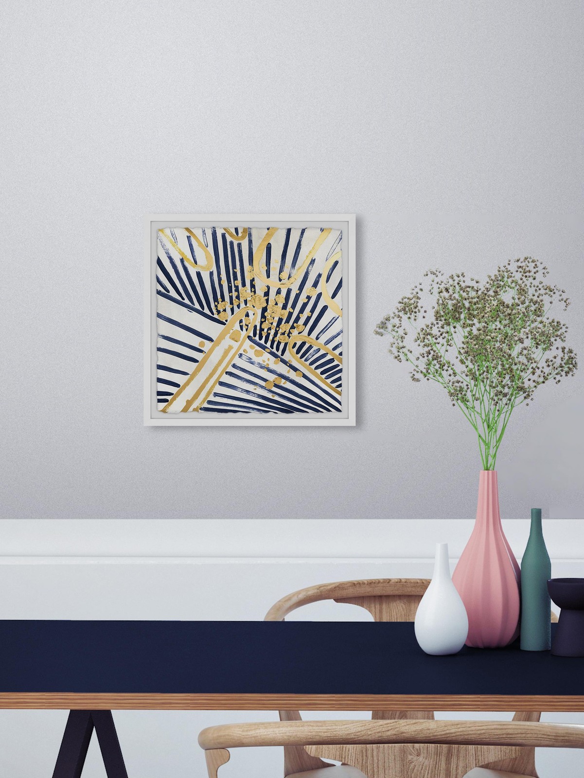 Marmont Hill Palm Tree in Blues Framed Painting Print 12" x 12"