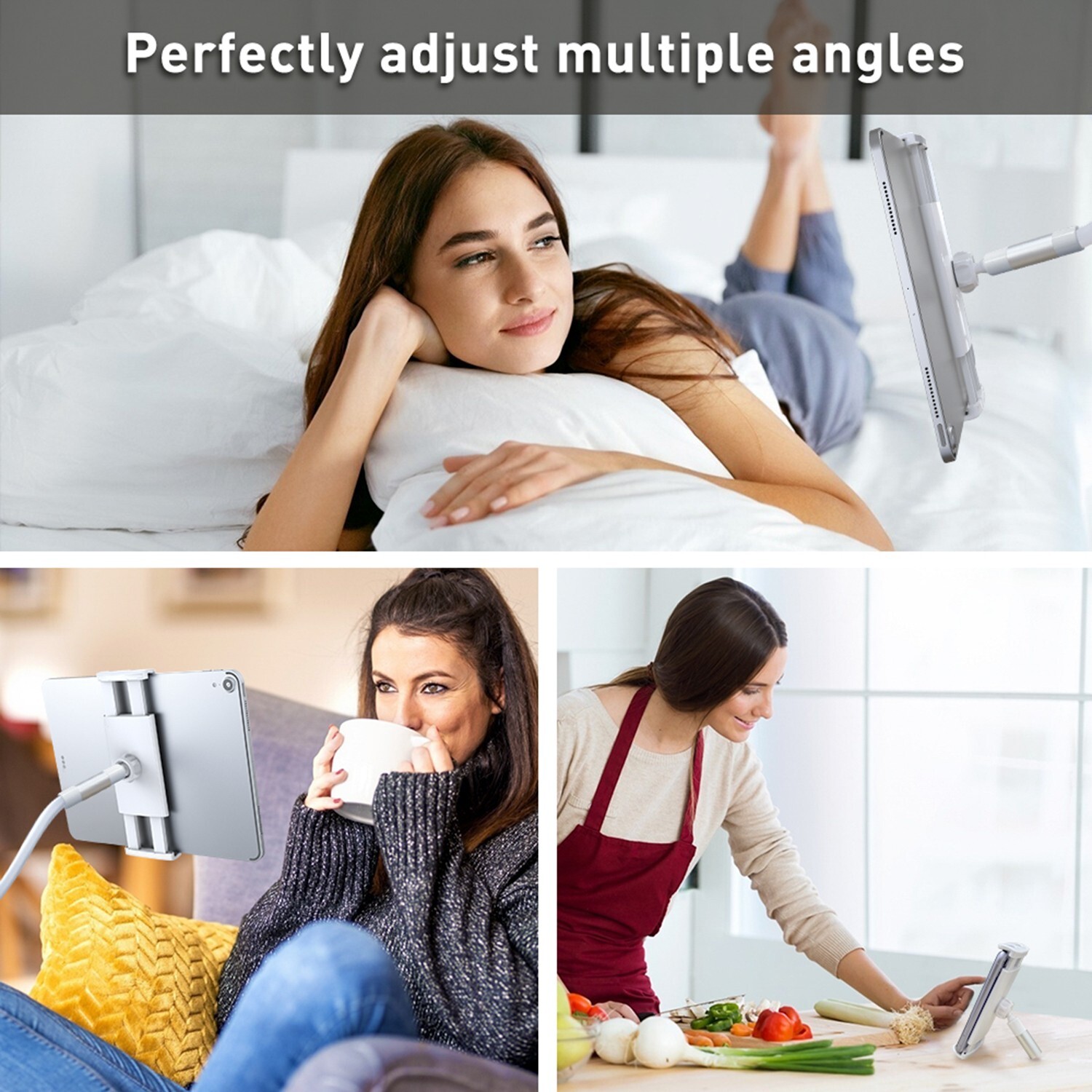 Cellet Flexible Gooseneck Desktop Table Mount for Tablets & Cell phones - Black