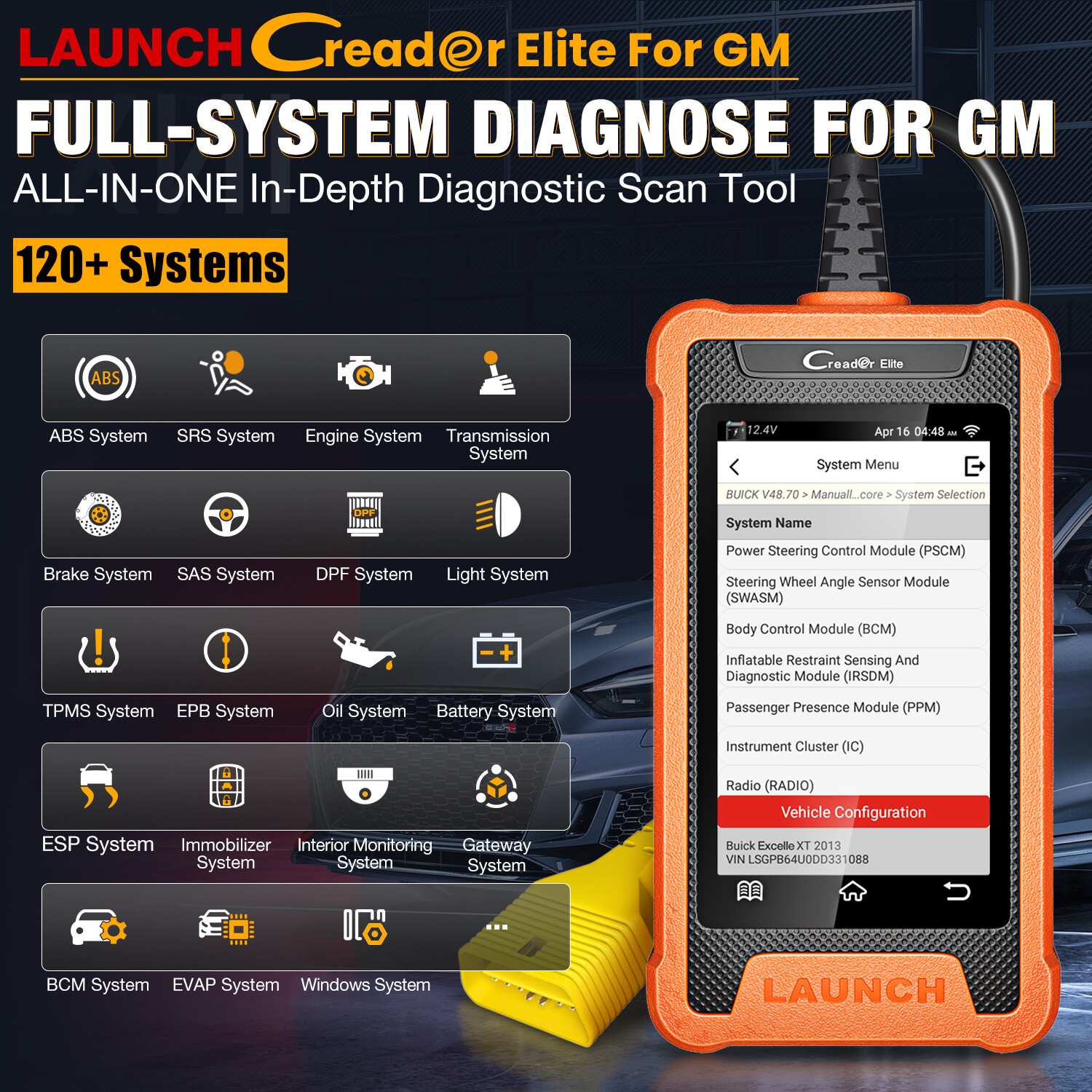 2025 LAUNCH Creader Elite for GM Car OBD2 Diagnostic Tool Scanner ECU Key Coding