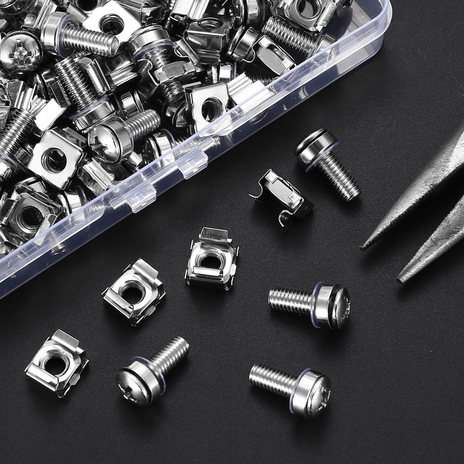 40 Pcs/20 Set Rack Mount Screws and Cage Nuts for Server Rack Cabinet, Silver...