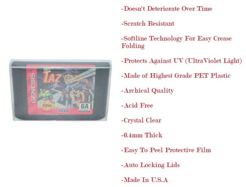 5 Plastic Protective Protector Cases Sleeves Display For Sega Genesis Cartridge