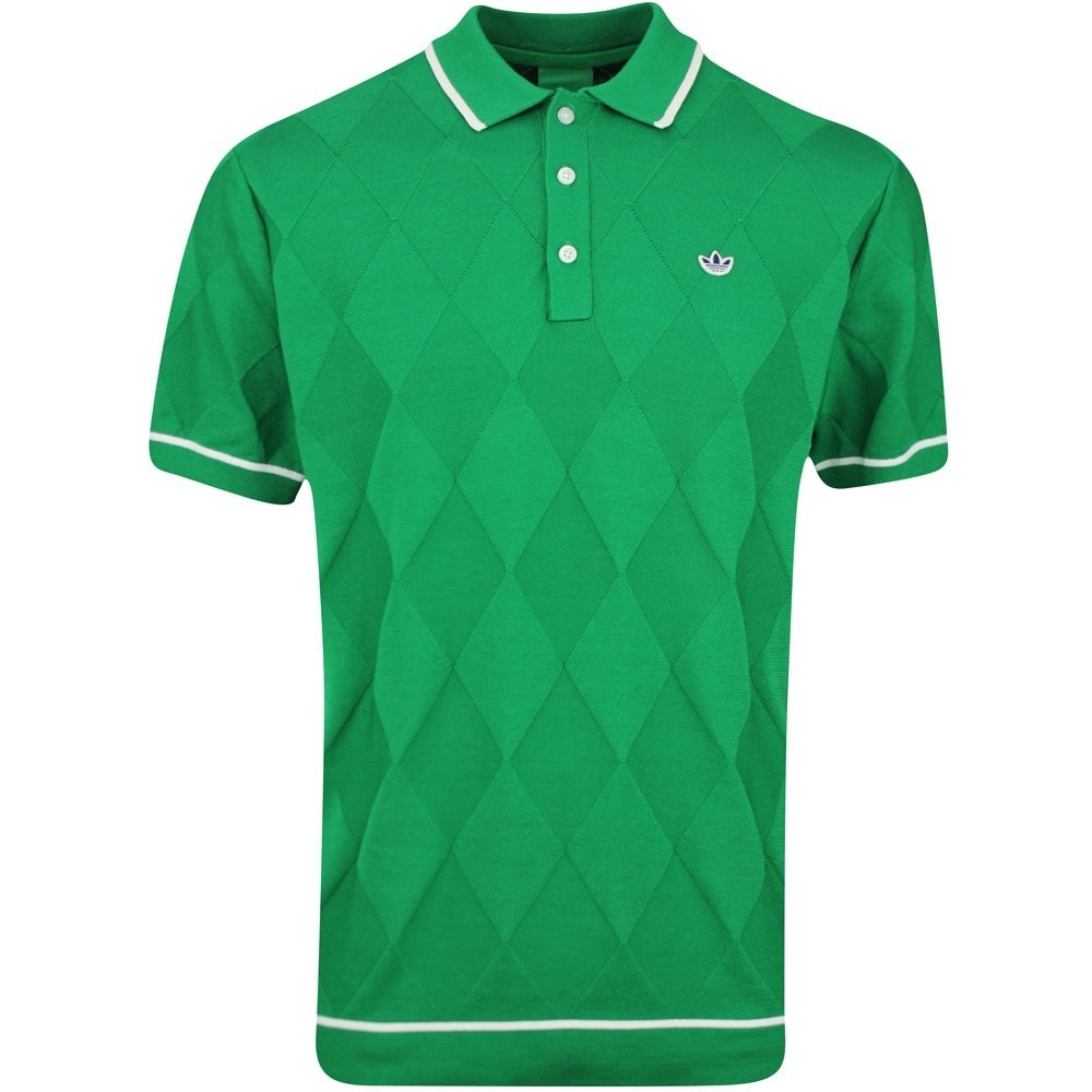 Adidas Golf Originals Argyle Knit Polo Shirt JC6761 Green White Men's New