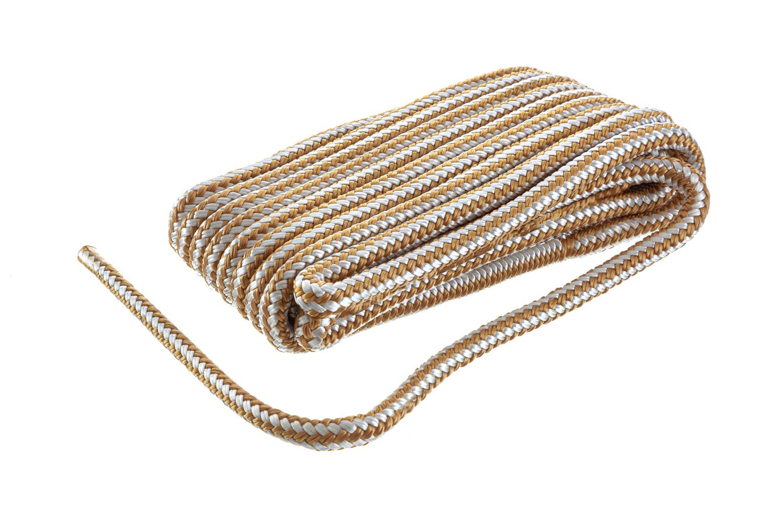 Premium Double Braided Nylon Dock Line 3/8" x 25ft PreSpliced Gold/White