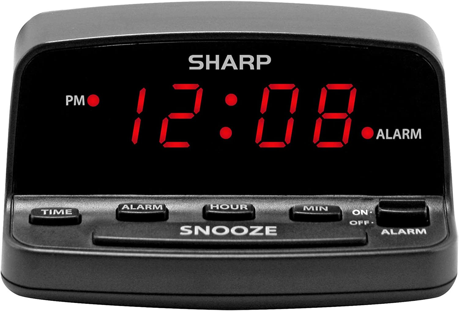 Sharp Digital Alarm Clock with Keyboard Style Controls, Battery Back-Up, Easy to