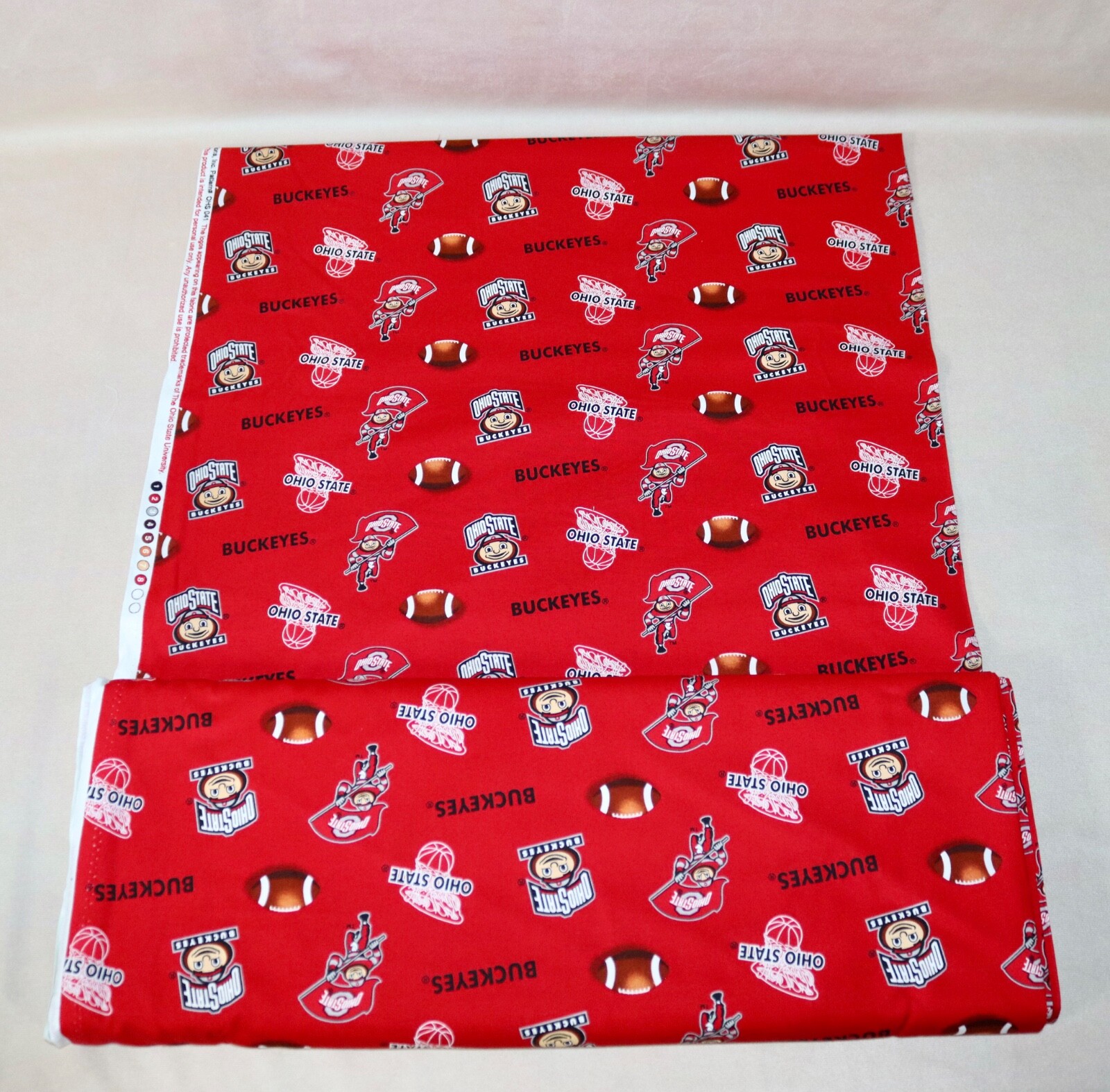 Ohio State Buckeyes ~ Logo Pattern College Cotton Fabric 1/4 Yard 9” X 44”