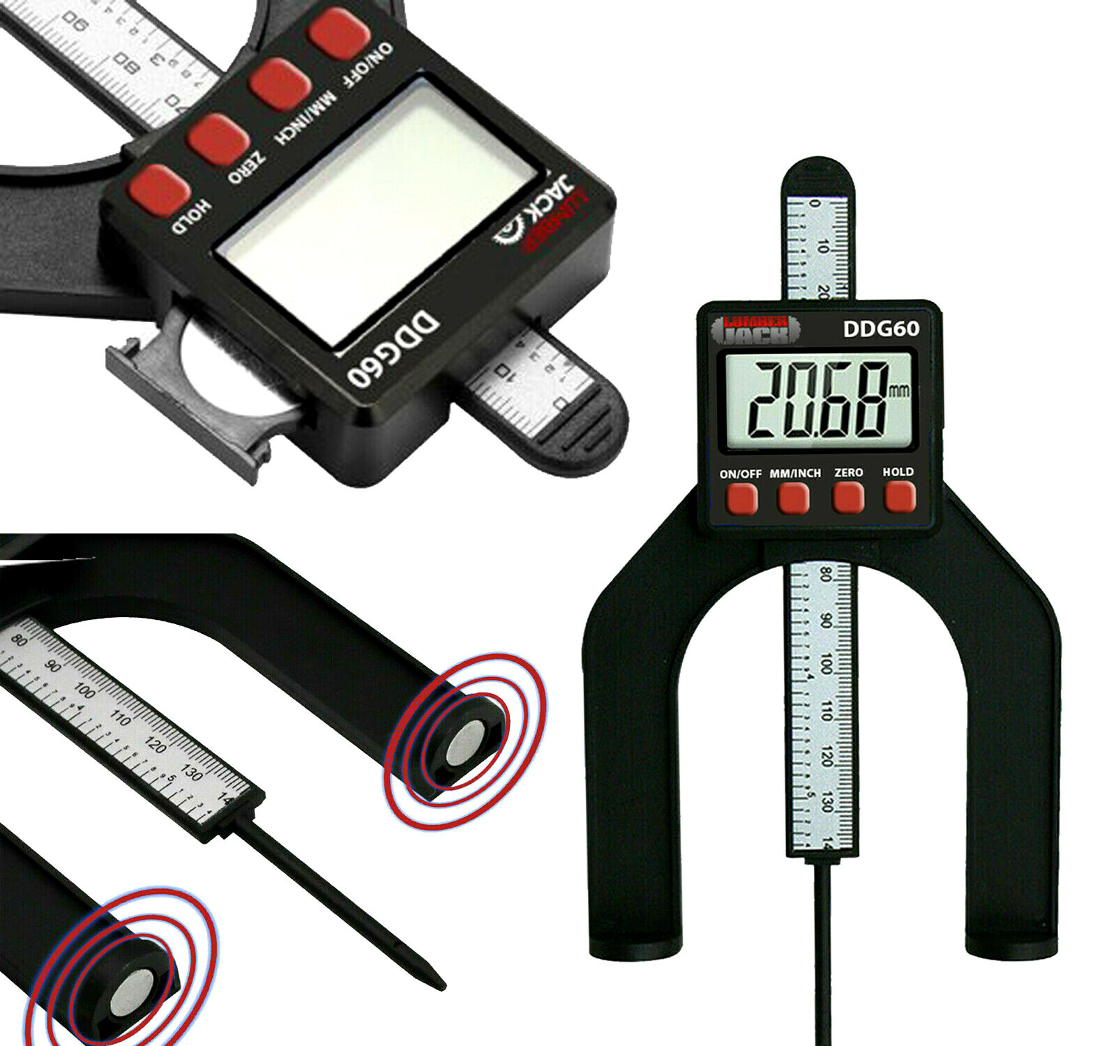 Digital Depth Gauge LCD Display 0- 85mm 60mm Jaw for Routers Table & Saws