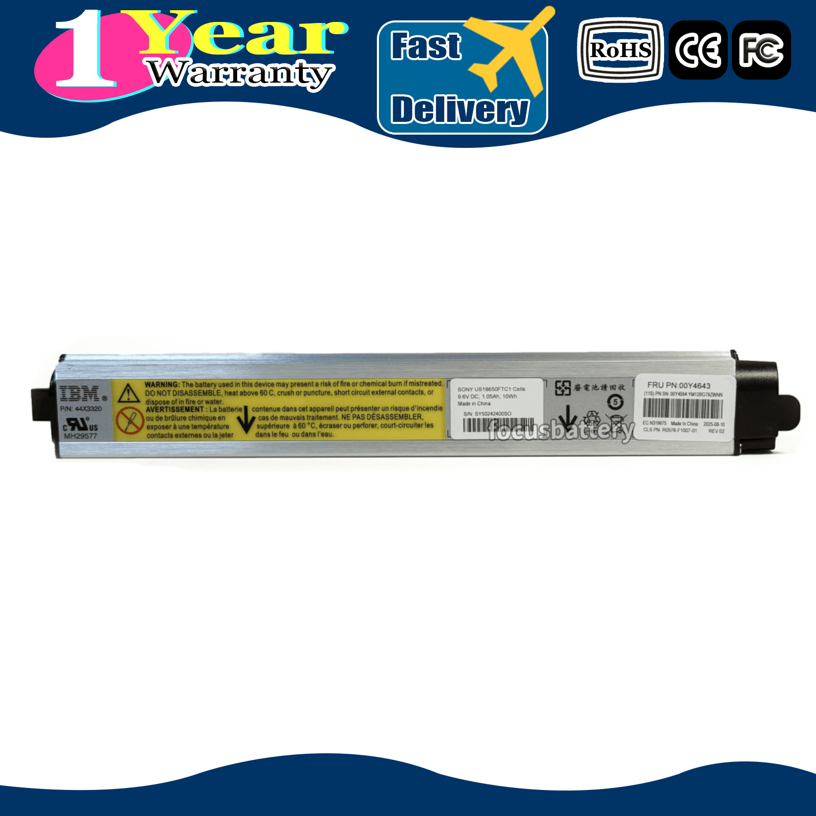 2025 00Y4643 V3700 V3500 Battery for IBM BBU 00Y4594, 90Y7689, 90Y7632,44X3320