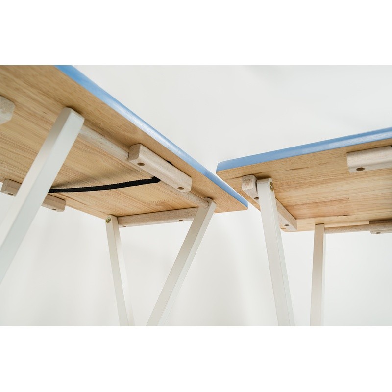 Folding TV Tray Table Set of 2 Solid Rubberwood Lightweight Indoor Use Portable